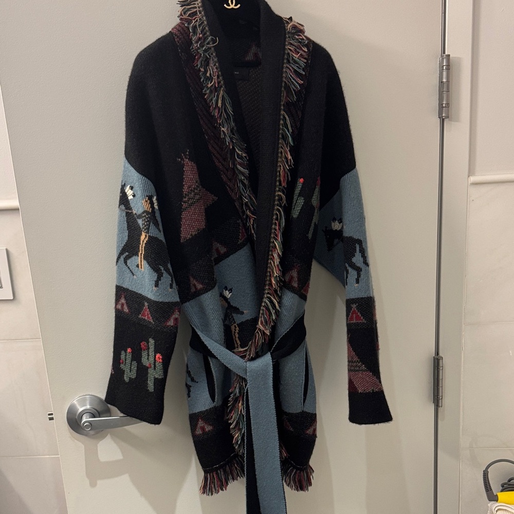 Alanui Gray and Red Patterned Cardigan